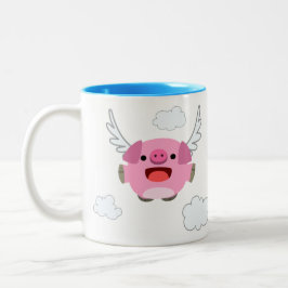 Taza Bicolor Cerdo Personalizado volador