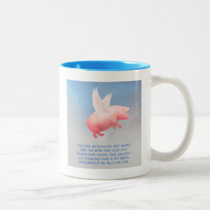 Taza Bicolor Cerdo Volador
