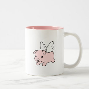 Taza Bicolor Cerdo volador - Cerdo con alas