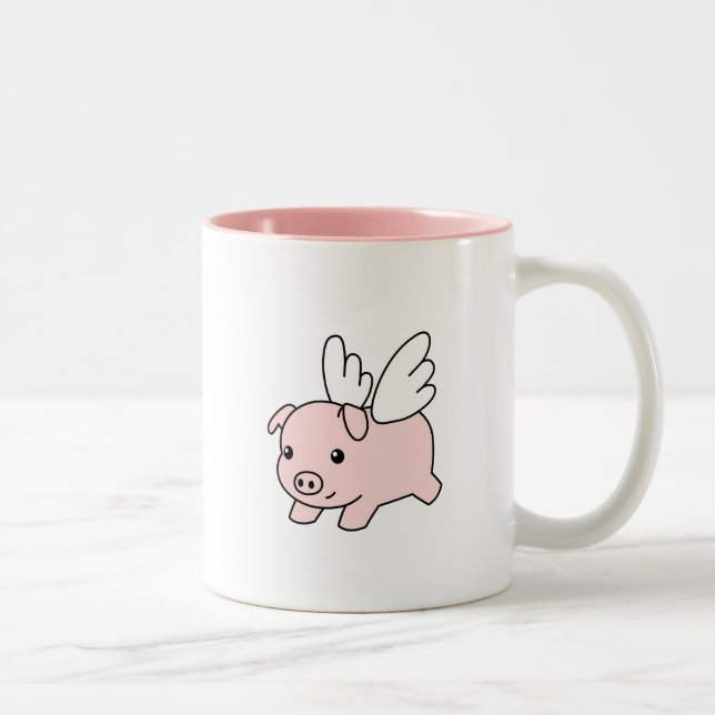 Taza Bicolor Cerdo volador - Cerdo con alas (Derecha)