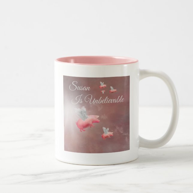 Taza Bicolor Cerdo volador personalizado (Derecha)