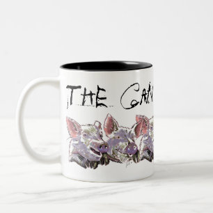 Taza Bicolor Cerdos divertidos con tinta y color de dibujo la b