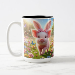 Taza Bicolor Cerdos en orejas conejitas