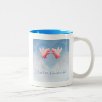 Taza Bicolor Cerdos voladores amor increíble
