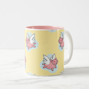 Taza Bicolor Cerdos voladores para el año nuevo chino 2019 Mug