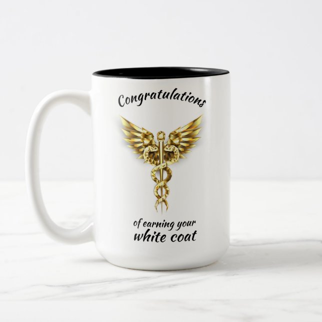 Taza Bicolor Ceremonia de Cocina Blanca Oro Médico (Izquierda)