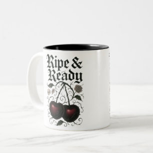 Taza Bicolor Cerezas Maduras y Listas Gráfico Gótico