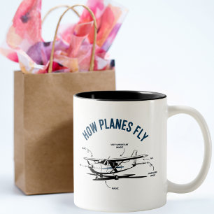 Taza Bicolor Cessna Avión Divertido Cómo Vuelan Los Aviones Pil