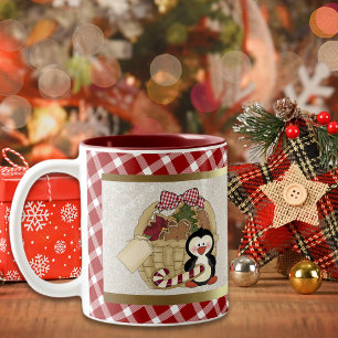 Taza Bicolor Cesta de vacaciones de Cute Penguin