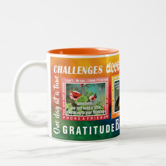 Taza Bicolor challenges slogans butterflies 12-step mug (Izquierda)