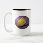 Taza Bicolor Chanukah Dreidel Mug<br><div class="desc">Golden Dreidel en Mug</div>