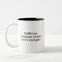 Taza Bicolor Chaos Plus Coffee Funny Mug