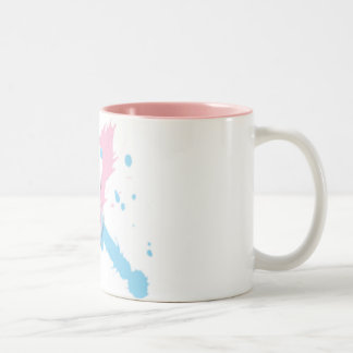 Taza Bicolor Chapoteo del rosa y de Blue Ribbon con huellas