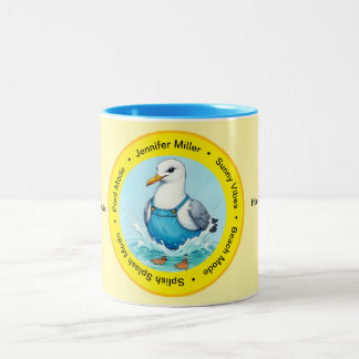 Taza Bicolor Chapoteo divertido verano Gaviota vacaciones