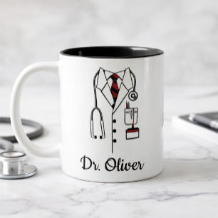 Taza Bicolor Chaquetón Médico Personalizado – Bata Médica y Est
