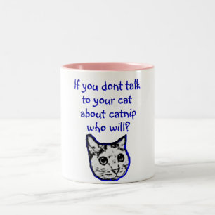 Taza Bicolor Charla a su gato sobre catnip