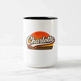 Taza Bicolor Charlotte Retro Sunset Personalized Name Design