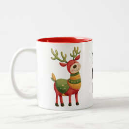 Taza Bicolor Cheerful Reindeer Christmas – Cosy Festive 
