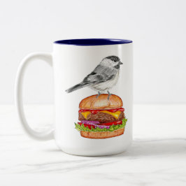 Taza Bicolor Cheeseburger Bird Chickadee Mug