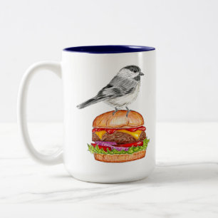 Taza Bicolor Cheeseburger Bird Chickadee Mug