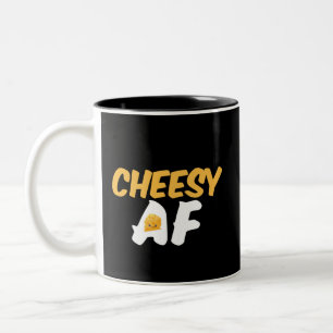 Taza Bicolor Cheesy AF Funny and Cuese Cheese Lover