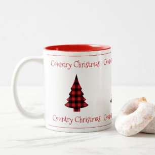 Taza Bicolor Cheque de búfalo Navidades de países de vacaciones