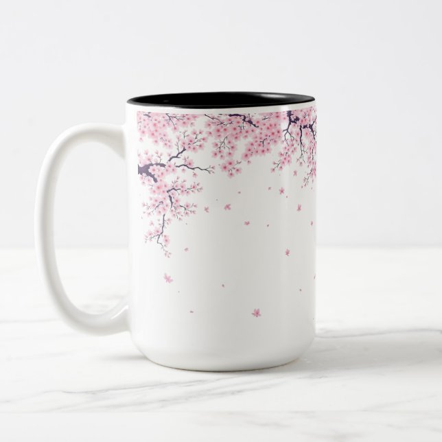 Taza Bicolor Cherry Blossom Sakura Japanese Art Tote  (Izquierda)