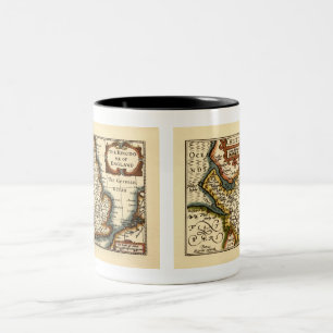 Taza Bicolor Cheshire (Chester) Condado de Inglaterra Mapa Anti
