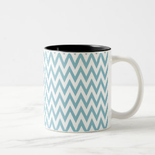 Taza Bicolor Chevron azul y blanco