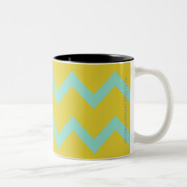 Taza Bicolor Chevron en aguamarina + diseñador contemporáneo
