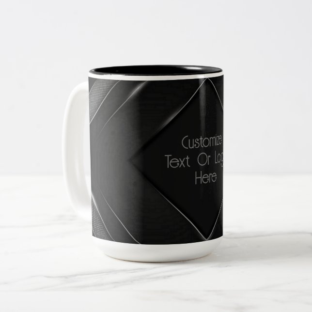 Taza Bicolor Chevron Gris Y Negro Personalizado (Anverso izquierdo)