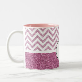 Taza Bicolor Chevron Purpurina de Pink Glam Faux