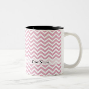 Taza Bicolor Chevron rosa y blanco
