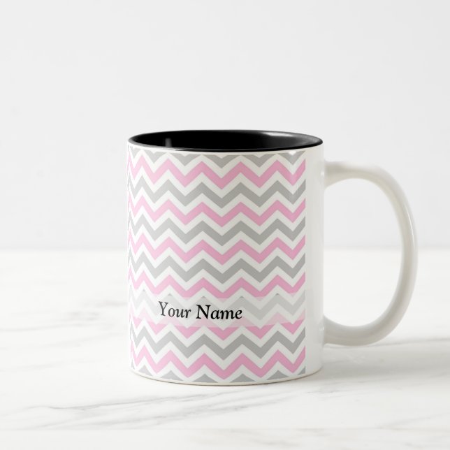 Taza Bicolor Chevron rosa y gris (Derecha)