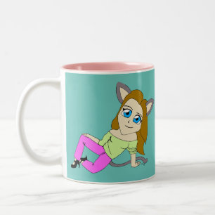 Taza Bicolor chibi catgirl
