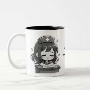 Taza Bicolor Chibi Enfermera Original - Un poco de agotamiento