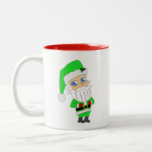 Taza Bicolor Chibi Santa traje verde