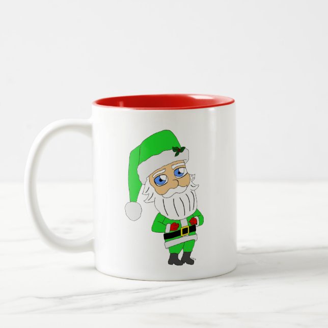 Taza Bicolor Chibi Santa traje verde (Izquierda)
