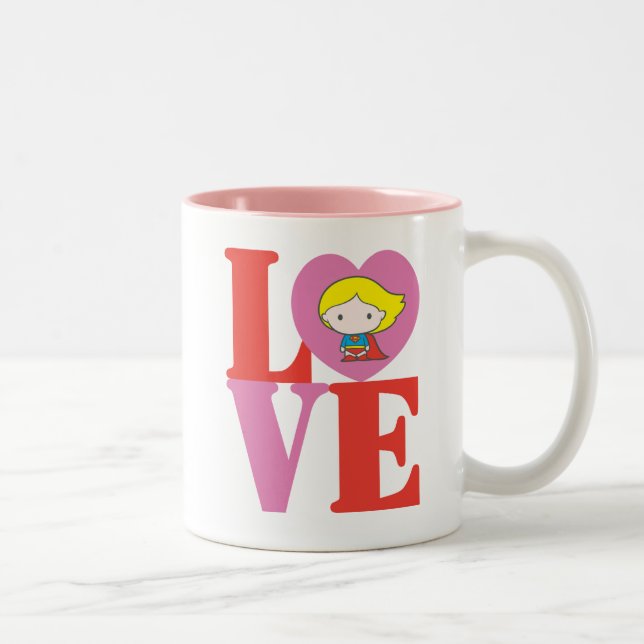 Taza Bicolor Chibi Supergirl LOVE (Derecha)