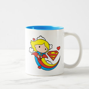 Taza Bicolor Chibi Supergirl Volando Arcoiris
