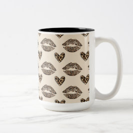 Taza Bicolor Chic Beige & Black cheetah print