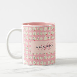 Taza Bicolor Chic Girly Strawberry Pattern Monograma Regalos