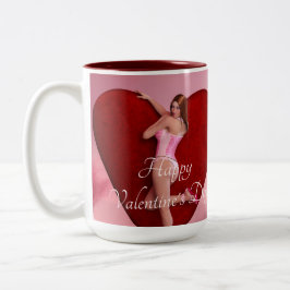 Taza Bicolor Chica apasionado del Día de San Valentín en un lug