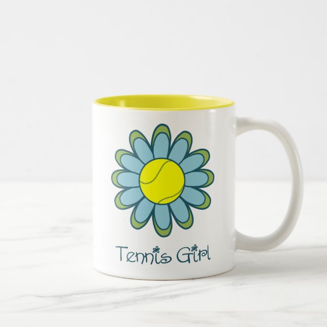 Taza Bicolor Chica azul del tenis (Derecha)