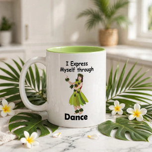 Taza Bicolor Chica Bailarina de Hula Expresándose a Través del 