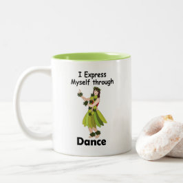 Taza Bicolor Chica Bailarina de Hula Expresándose a Través del