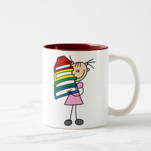 Taza Bicolor Chica con libros