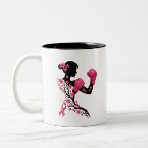 Taza Bicolor Chica de Boxeo Mug para la Concienciación sobre el