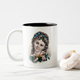 Taza Bicolor Chica de flores victoriana de época