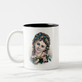 Taza Bicolor Chica de flores victoriana de época
